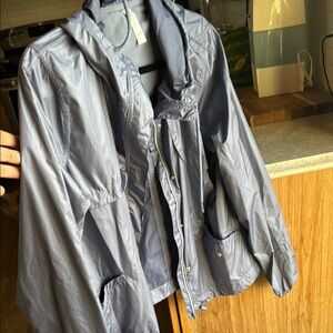 Blue Hooded Windbreaker Jacket